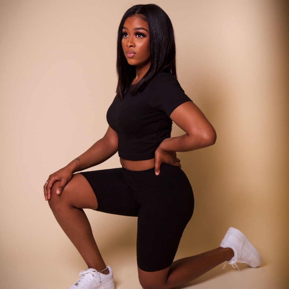 Crop top biker shorts set